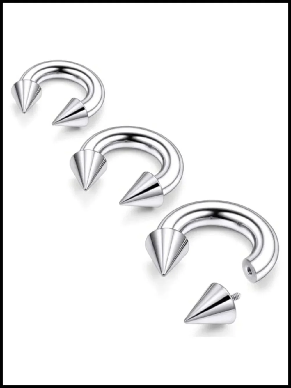 Titanium Horseshoe Septum Ring 3-Piece Internally Threaded Gauges